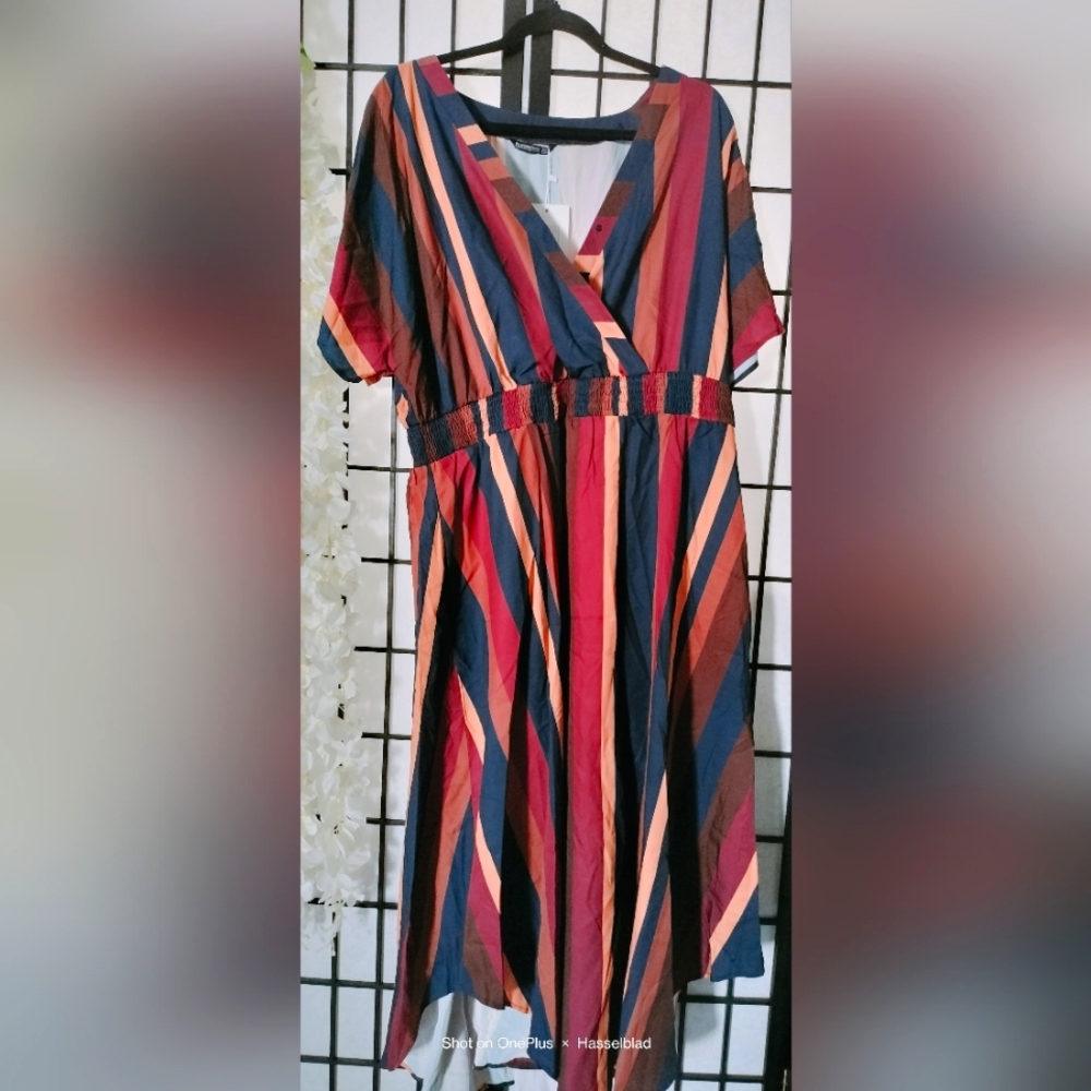 Colored Striped Contrast Dress